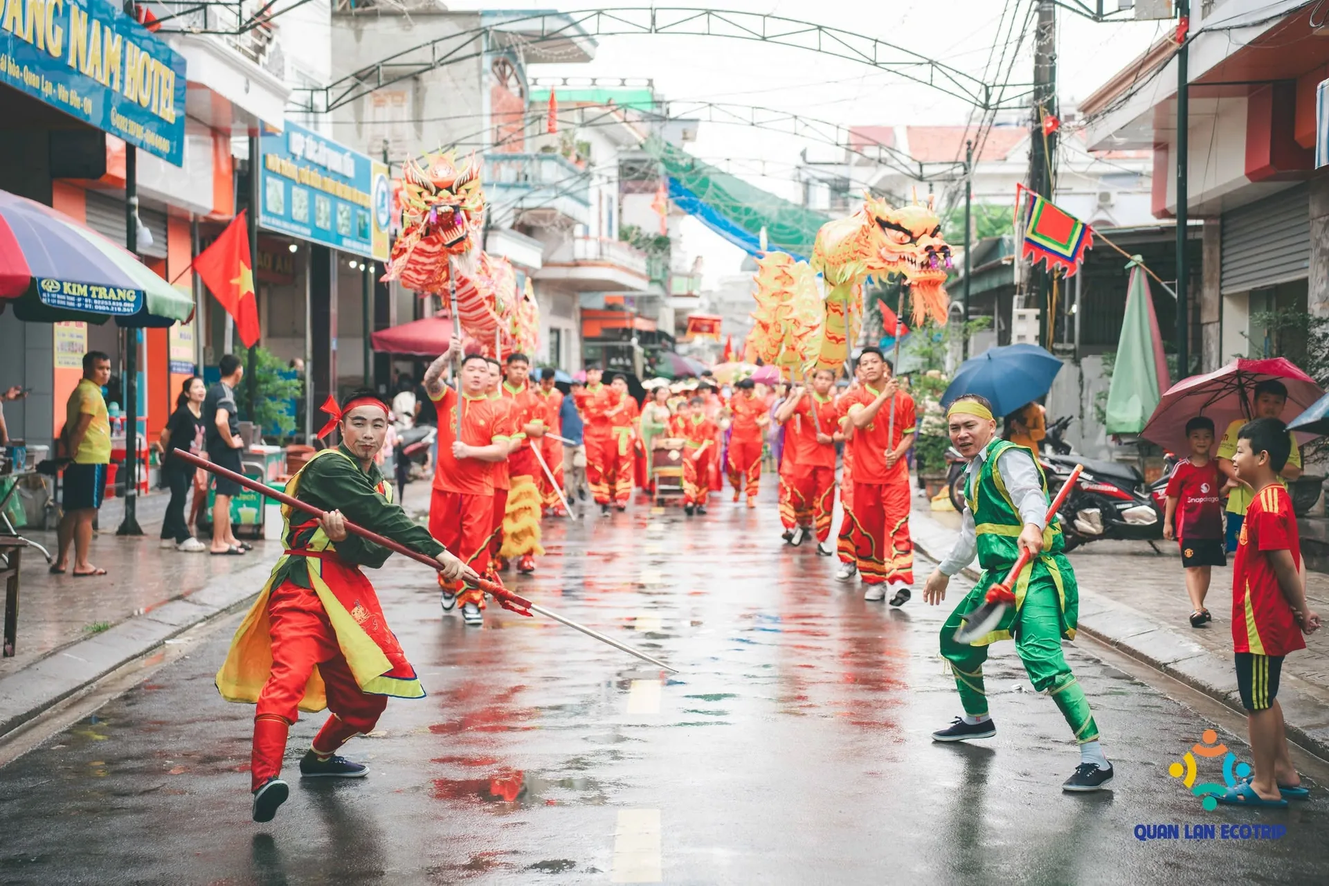 Quan Lan cultural procession on a village street